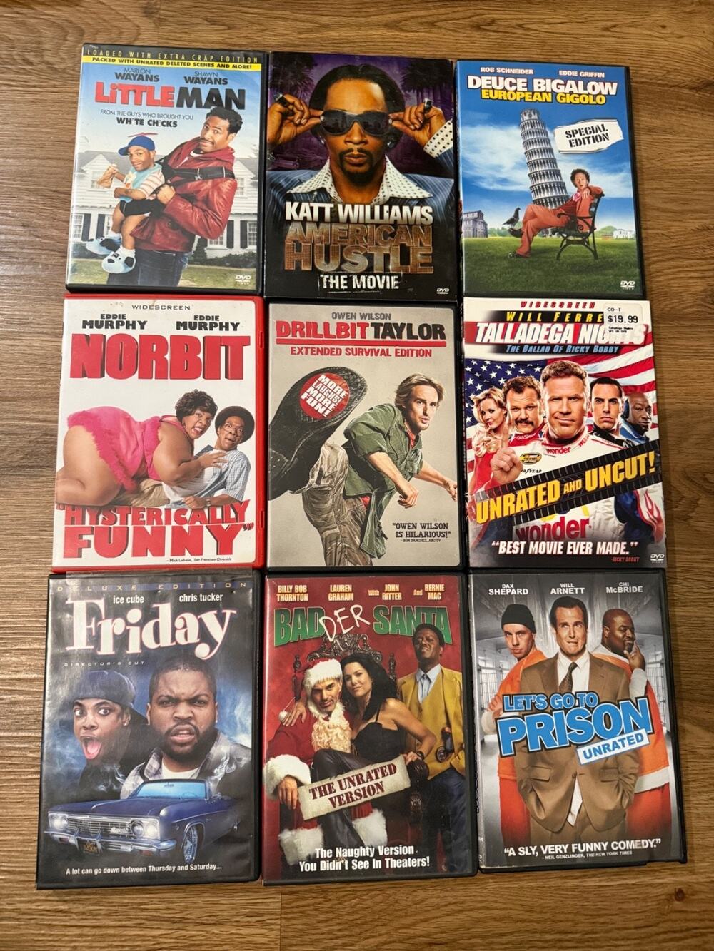 Comedy DVD Lot of 9 Friday Norbit Talladega Nights Little Man Bad Santa Katt
